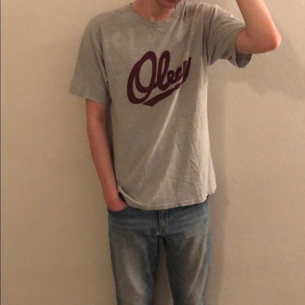 Obey shirt with maroon logo
